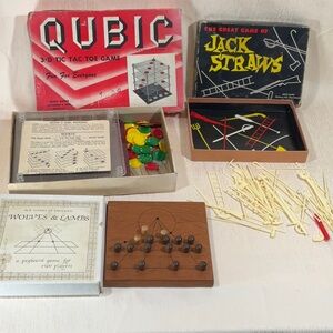 Vintage Lot - Jack Straws & Qubic 3D Tic Tac Toe & Wolves and Lambs